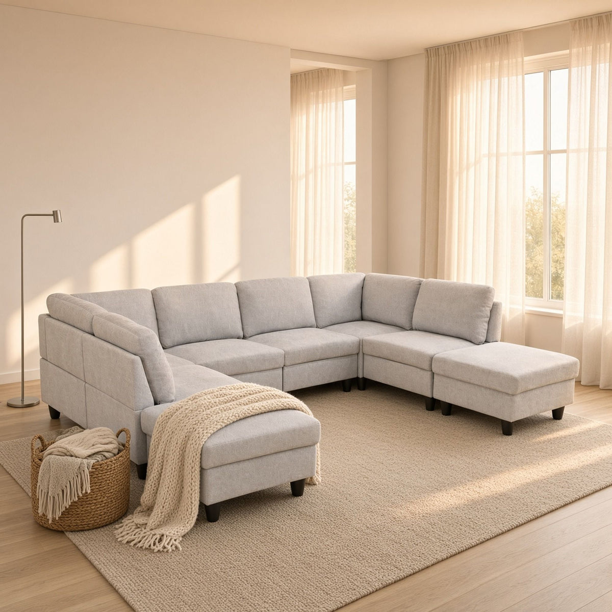 8 Piece Modular U - Shape Sectional Sofa
