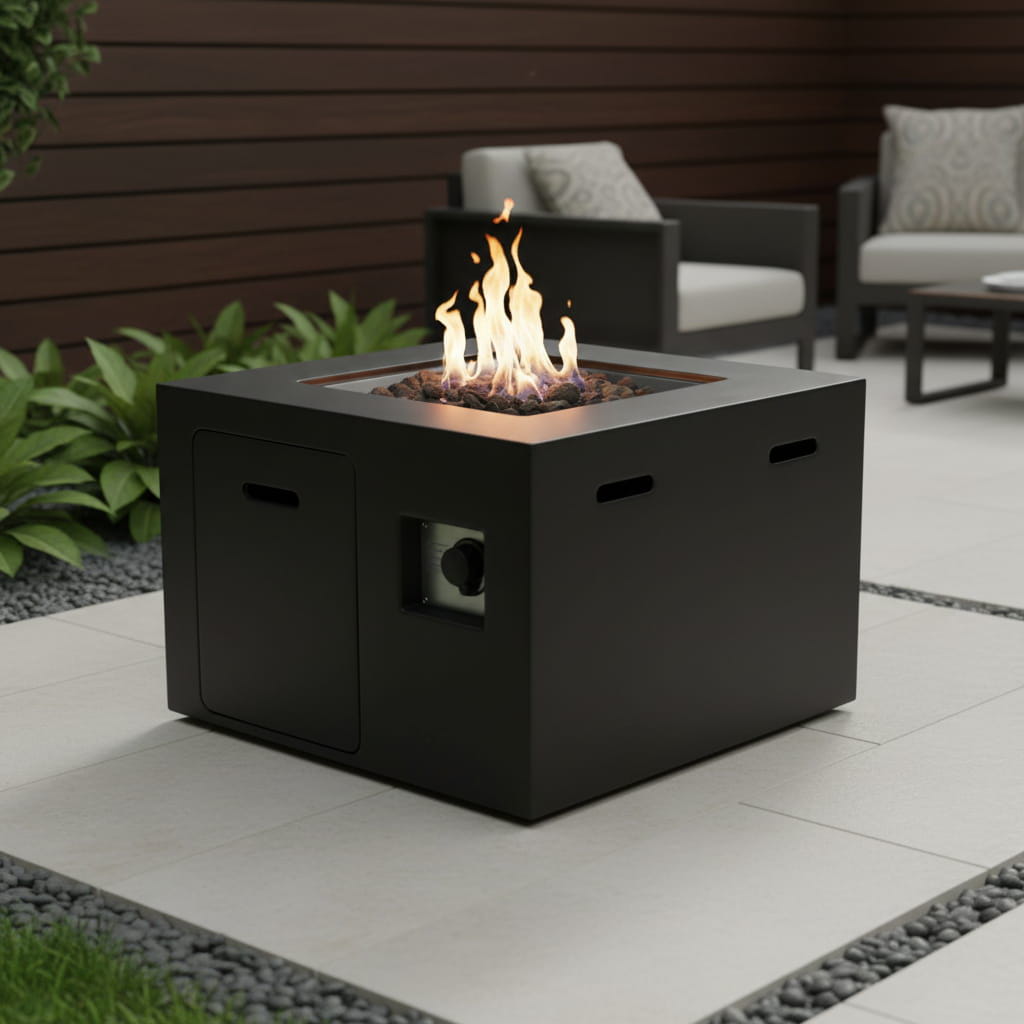 Outdoor Fire Pit Garden Heater Concrete Propane Gas Burning 30x24in