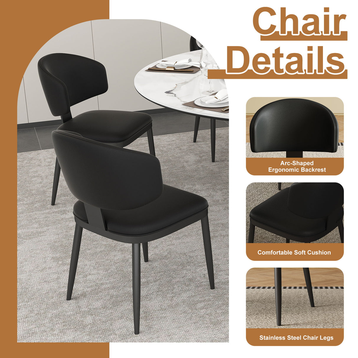 Round Dining Table & 6 Chairs Set - Silver