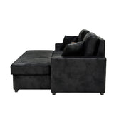 Upholstered Sectional With Pull-Out Bed And Chaise Storage