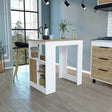 Kitchen Island Three Open Side Storage Shelves And One Push-To-Open Cabinet - White / Macadamia - Islands & Carts - Alpine Outlets