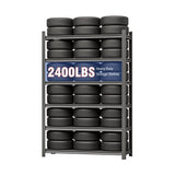 Garage Shelving Units 2400LBS Heavy Duty Storage Shelves Adjustable Metal Shelf 6 Tier - Black