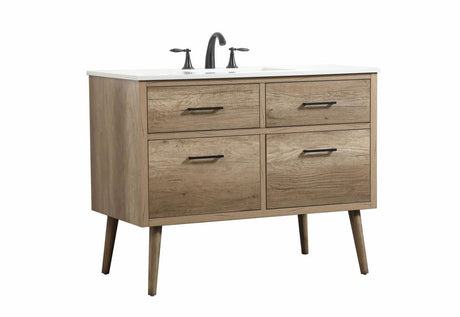 Elegant 42 In. Single Bathroom Vanity in Natural Oak