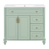 Modern Bathroom Vanity With Sink, 3 Drawers & 2 Doors