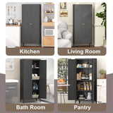 Adjustable 2 Door Kitchen Pantry Cabinet With Striped Design