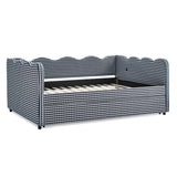 Gingham Daybed With USB Charging Port, Wave-Shaped Design