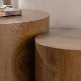 Round Nesting Coffee Table For Small Living Room (Set of 2) - Brown / Wood