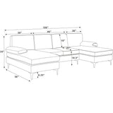 U - Shape Sectional With Legs, Pillow Top Arms - Dark Gray