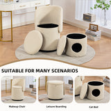 Barrel Chair, Built In Storage, 360° Swivel - Beige