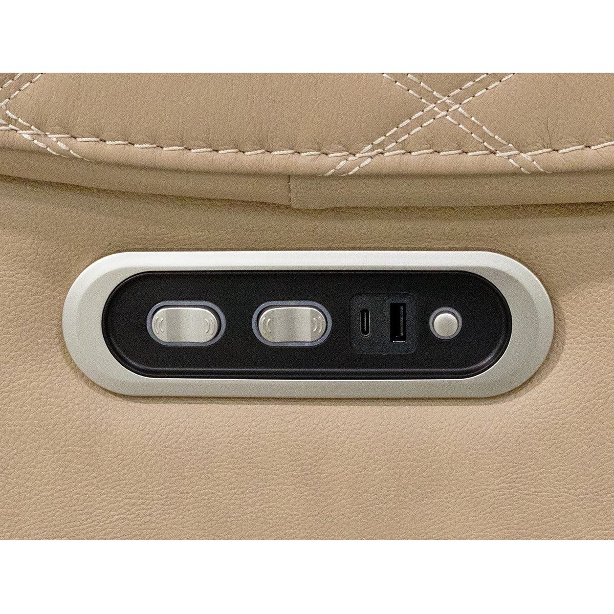 Power Reclining Sofa With USB Ports, Drop Down Table & Adjustable Headrest - Toffee