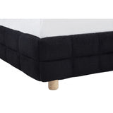 Modern Platform Bed With Upholstered Grid-Patterned Headboard