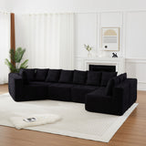 L - Shaped Modular Sofa With Deep Seat And 11 Pillows