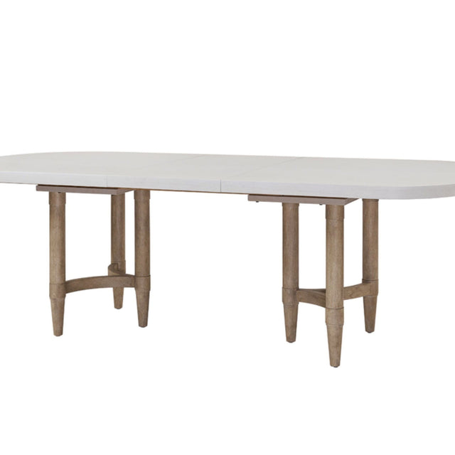 Triad - Double Pedestal Dining Table With Leaf - Sand - Dining Tables - Alpine Outlets