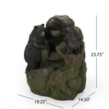 23.75" High Hand Crafted Weather Resistant Floor Fountain, Moss + Black