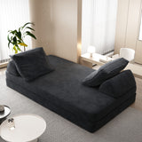 Multifunctional Convertible Sofa Bed With 2 Tumbler Backrests And 2 Pillows, Deep Seat Couch