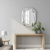 Diamond Shaped Wall Mirror With Beveled Edge Frameless Design - Silver