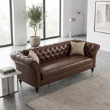 Chesterfield Sofa, 3 Seat Couch With Deep Button Tufted Back, Rolled Arms