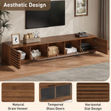 TV Stand With LED Lighting, Soft Closing Hinges, Cable Management - Walnut