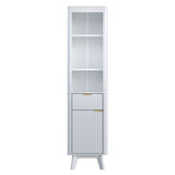 Tall Bathroom Storage Cabinet With Adjustable Shelves And 1 Drawer & Door