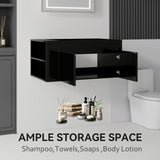 Floating Bathroom Vanity Cabinet, Soft Close Double Drawers, Open Side Storage, Wall Mounted, Cabinet Only