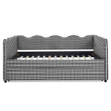 Gingham Daybed With USB Charging Port, Wave-Shaped Design