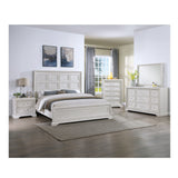 Queen Geometric Design Headboard Panel Bed Bedroom Furniture - Antique White