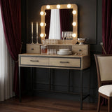 Vanity Desk With 3 Color Lighted Mirror And 4 Drawers