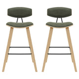 Fox - Bar Height Curved Back Wood Bar Stool With Faux Leather Seat