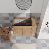 Wall Mounted Bathroom Vanity With Open Shelf, 29" Size (Vanity Only) - Imitative Oak