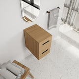 Floating Bathroom Vanity Drawer Base, Wall Mounted Storage With 2 Drawers - Light Oak