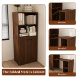 Stretchable Office Desk With Storage Shelves And Mobile Wheels