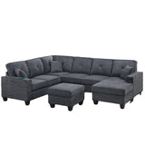 5 Piece Sectional Set With USB Port And Ottoman