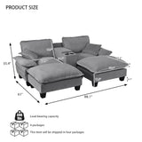 Modular Cloud Couch Sofa With Cup Holders & Storage, USB Port