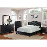 Bed With Curved Wingback Headboard, Button Tufted Upholstered