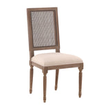 Linen & Oak - Caned Back Side Chair - Dark Brown / Beige