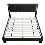 Bed With Channel Tufting And Built In LED Headboard