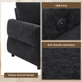 Convertible Sofa Bed Loveseat With Adjustable Backrest And USB Ports