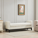 Upholstered End Of Bed Bench With Arms, 2 Bolsters For Bedroom - Ivory