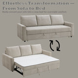 Leira - Linen Pull Out Sleeper Sofa - Beige
