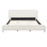 Upholstered Platform Bed Frame With Curved Headboard, Wood Slats Support