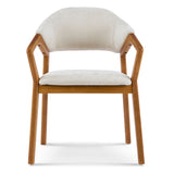 Indoor Upholstered Dining Armchair (Set of 2) - Beige / Teak