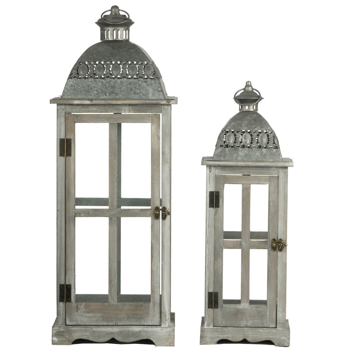Wooden Candle Lantern Decorative, Hurricane Lantern Holder Decor For Indoor Outdoor, Home Garden Wedding - Gray - Lanterns - Alpine Outlets
