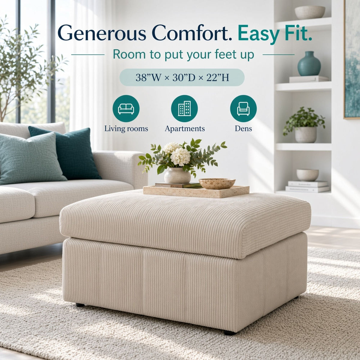 Oversized Ottoman Footrest, Living Room Accent