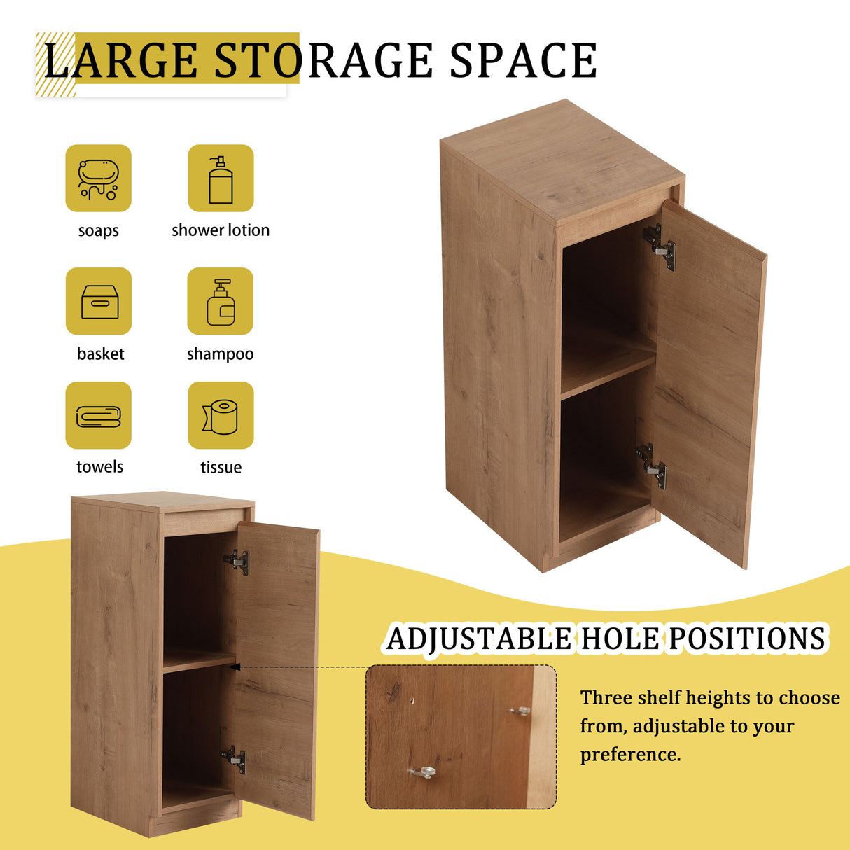 Freestanding Storage Cabinet, Soft Close Doors