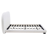King Size Upholstered Platform Bed With Split Headboard - White