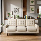 3 Seat Sofa Couch With Tufted Back Upholstered Couch For Living Room