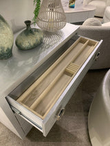 Anpu - Faux Crocodile Skin Console Cabinet - Silver - Accent Cabinets - Alpine Outlets