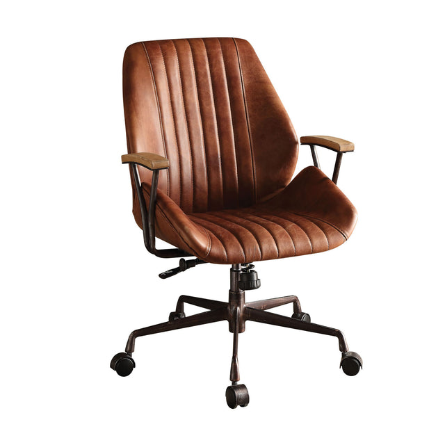 Brancaster - Aluminum Top Grain Leather Office Chair - Coffee - Swivel Chairs - Alpine Outlets