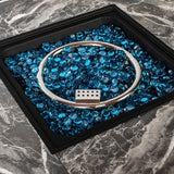 Morden Steel Fire Pit Table With Marble Tile Tabletop, Glass Wind Guard And Lid