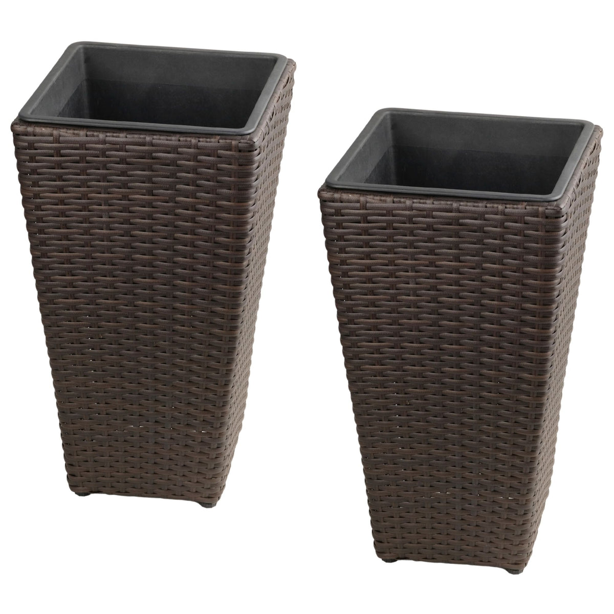 Solhome - Indoor / Outdoor Decorative Planter With Removable Insert (Set of 2) - Brown Ebony